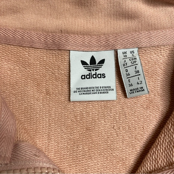 Adidas Crop Top Pink Sweater Women’s Small Long Sleeve Mock Neck 1/4 Zip - Picture 3 of 7